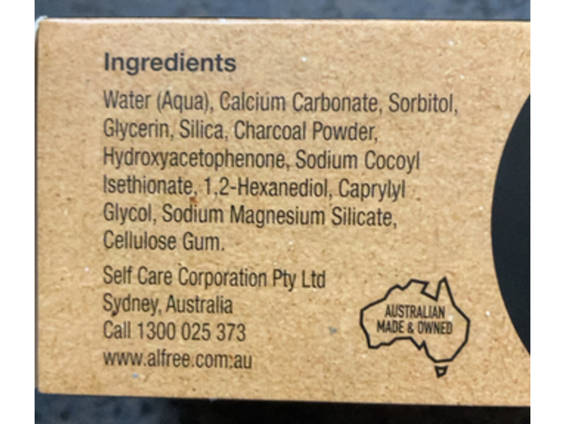 Alfree Plain Whitening Toothpaste, Bamboo Charcoal, 2.82 oz/80 g