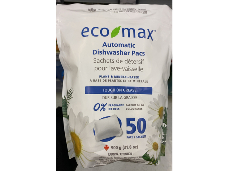 Eco Max Automatic Dishwasher Pacs, 50 Pacs, 31.8 oz/900 g