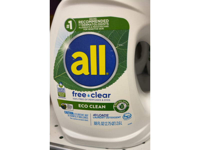 All Free Clear Laundry Detergent, Eco Clean, 49 Loads, 88 fl oz/2.6 L