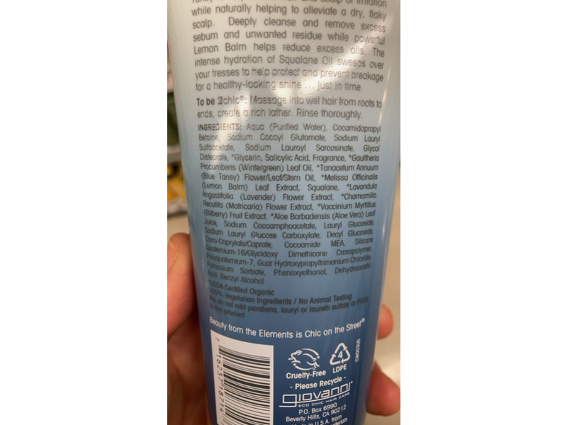 Giovanni 2chic Clarifying & Calming Shampoo, Wintergreen + Blue Tansy, 8.5 fl oz/250 mL