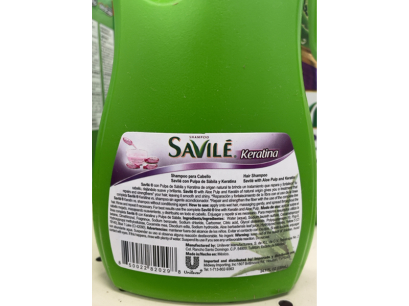 Savile Shampoo, Aloe Pulp & Keratin, 24.7 fl oz/730 mL