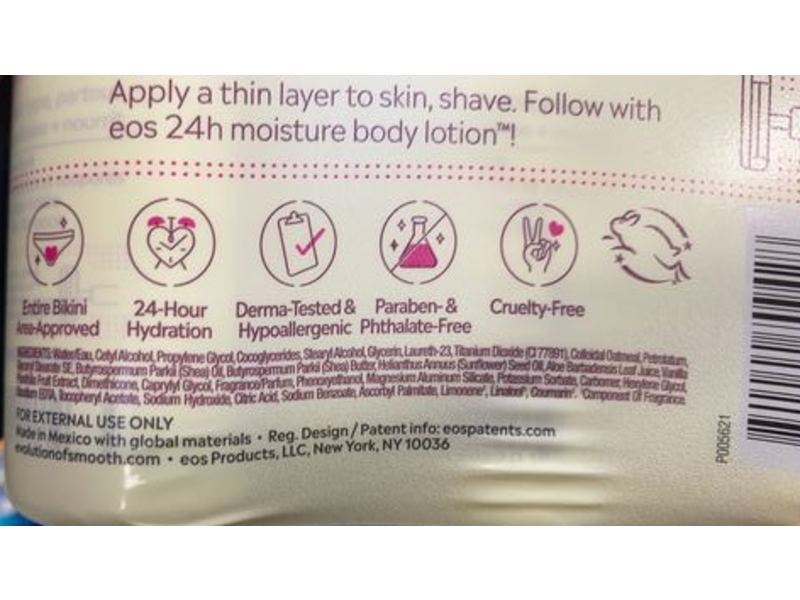 EOS Shea Better Shave Cream, Vanilla Bliss, 1 fl oz/207 mL, Pack Of 3