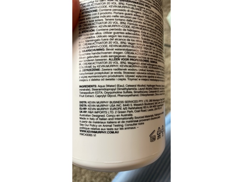 Kevin.Murphy Cream 20 Volume 6% Activator, 33.8 fl oz/1L