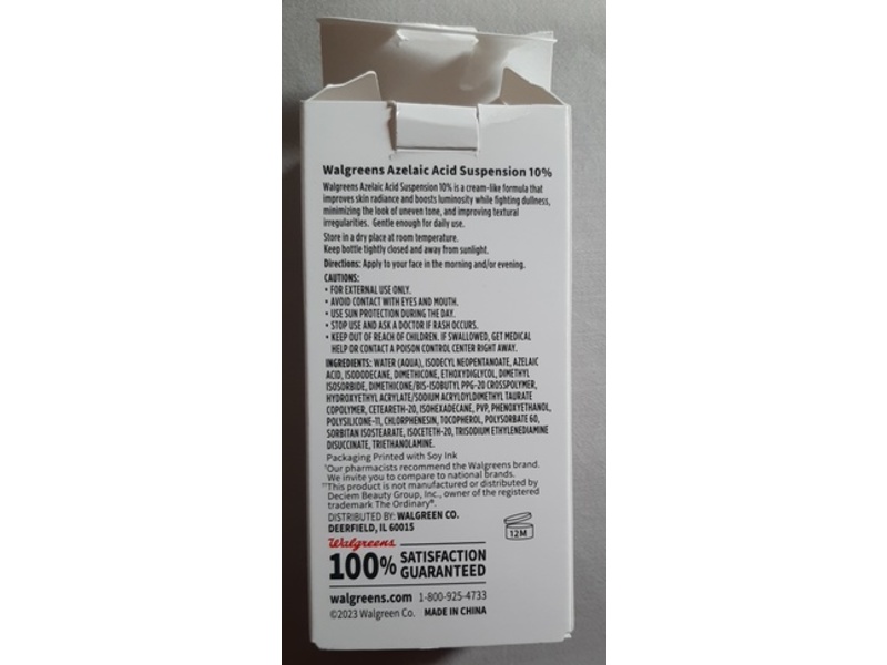 Walgreens Azelaic Acid Suspension, 1 fl oz/30 mL