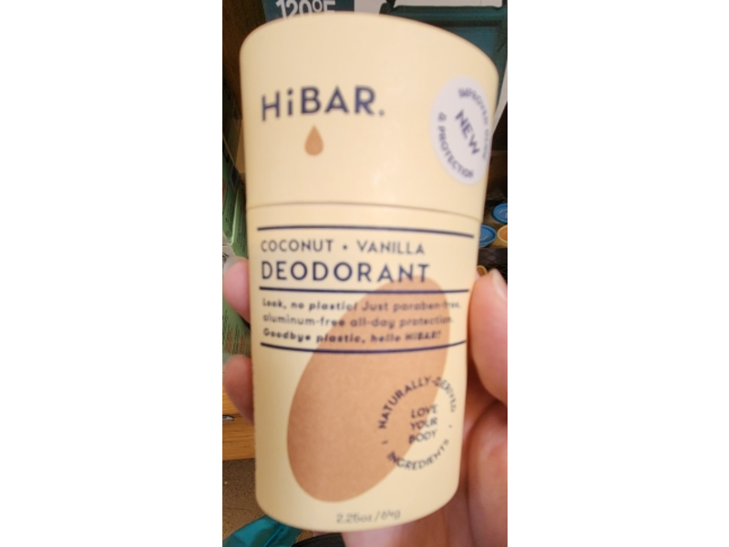 HiBar Deodorant, Coconut & Vanilla, 2.25 oz/64 g