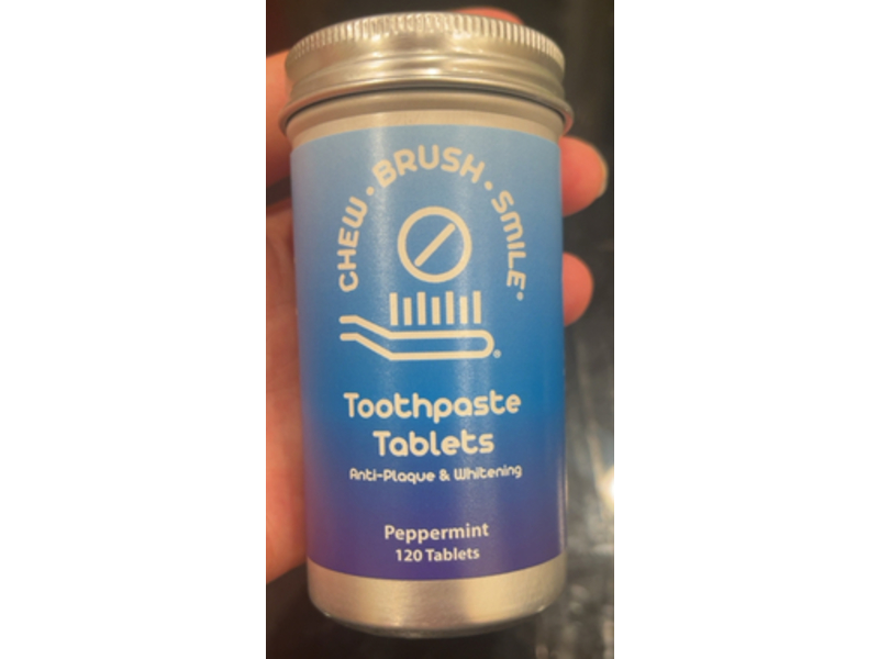 Weldental Chew Brush Smile Toothpaste Tablets, Peppermint, 120 Count