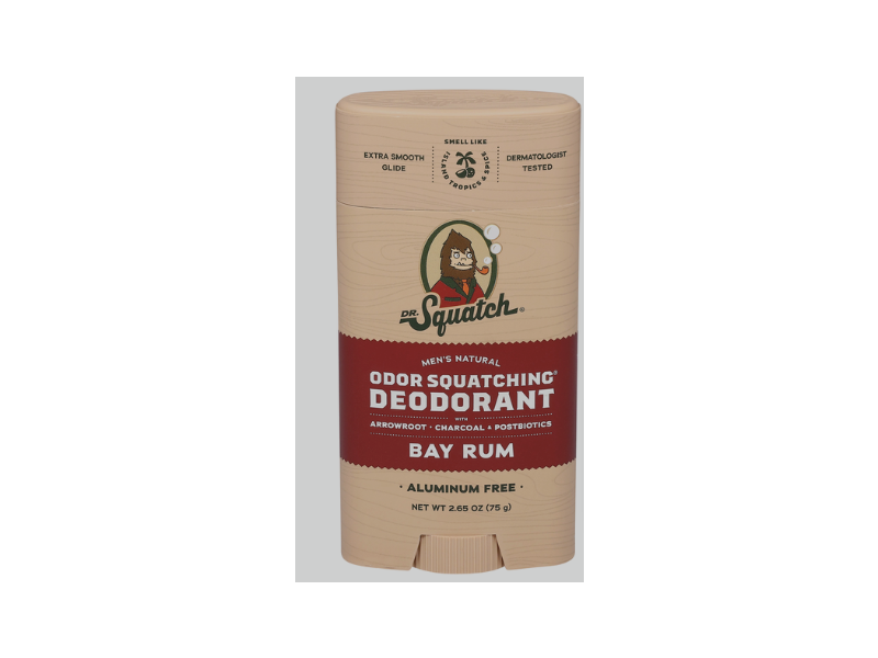 Dr. Squatch Odor Squatching Deodorant, Bay Rum, 2.65 oz/75 g