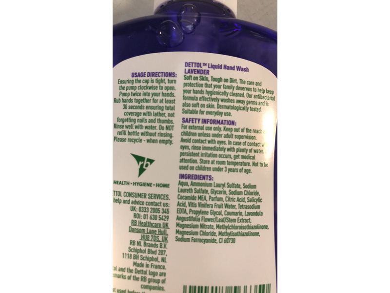 Dettol Relax Antibacterial Liquid Handwash, Lavender, 250 mL