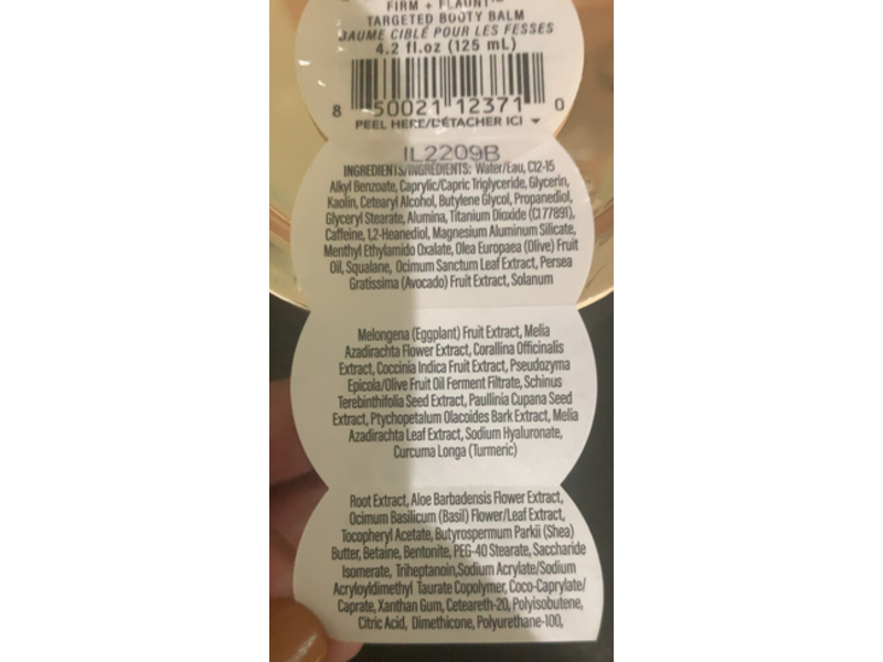 Jlo Firm + Flaunt Targeted Booty Balm, Pink Pepperslim + Guarana Seed Extract, 4.2 fl oz/125 mL