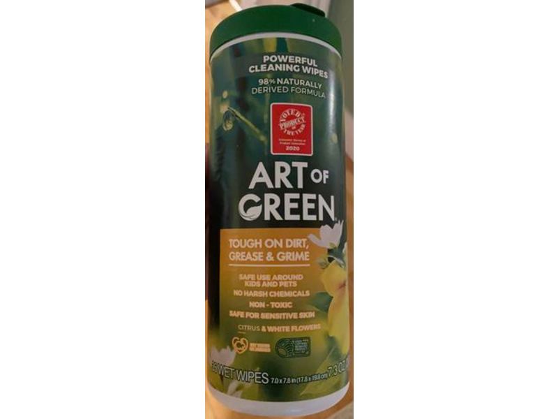 Art Of Green Powerful Cleansing Wipes, Citrus & White Flowers, 7.3 oz/207 g, 35 Count