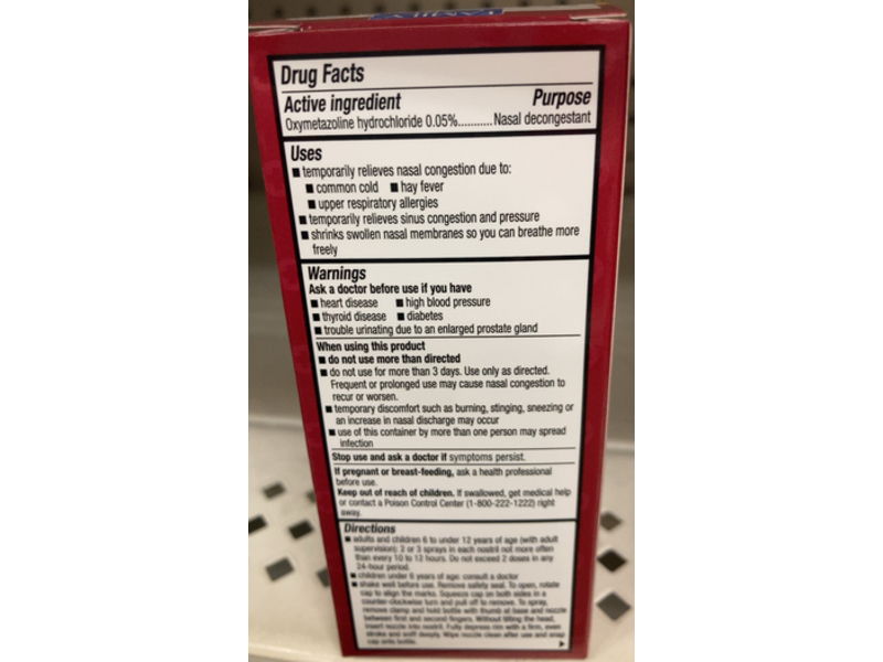 Family Care Nasal Relief Pump Mist Spray, Oxymetazoline Hcl, 0.5 fl oz/15 mL, Pack Of 3