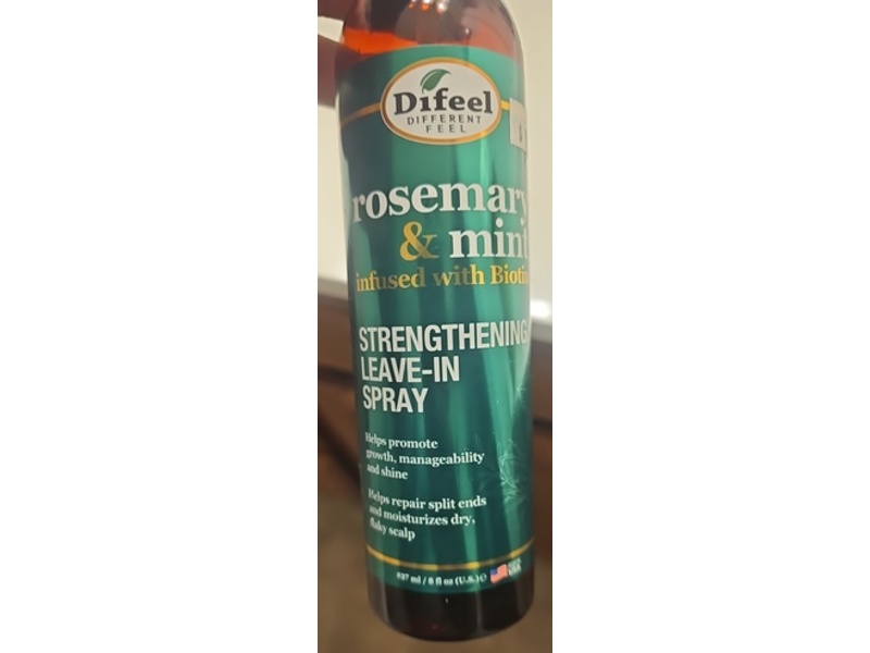 Difeel Strengthening Leave-In Spray, Rosemary & Mint, 8 fl oz/237 mL