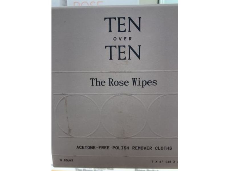 Ten Over Ten The Rose Wipes Polish Remover Cloths, Acetone-Free, 8 Count