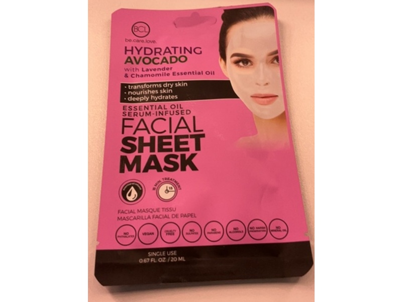 BCL Facial Sheet Mask, Avocado, 0.67 fl oz/20 mL