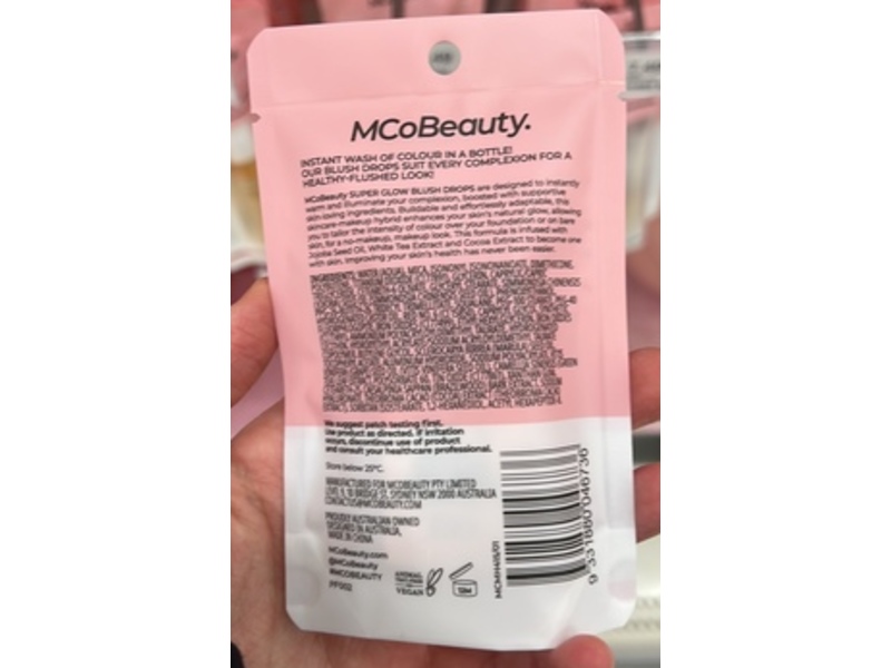 MCoBeauty Mini Super Glow Blush Drops, Rosy Blush, 0.5 fl oz/15 mL