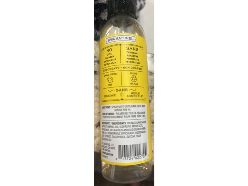 J.R. Watkins Body Oil Mist, Lemon Cream, 6 fl oz/177 mL