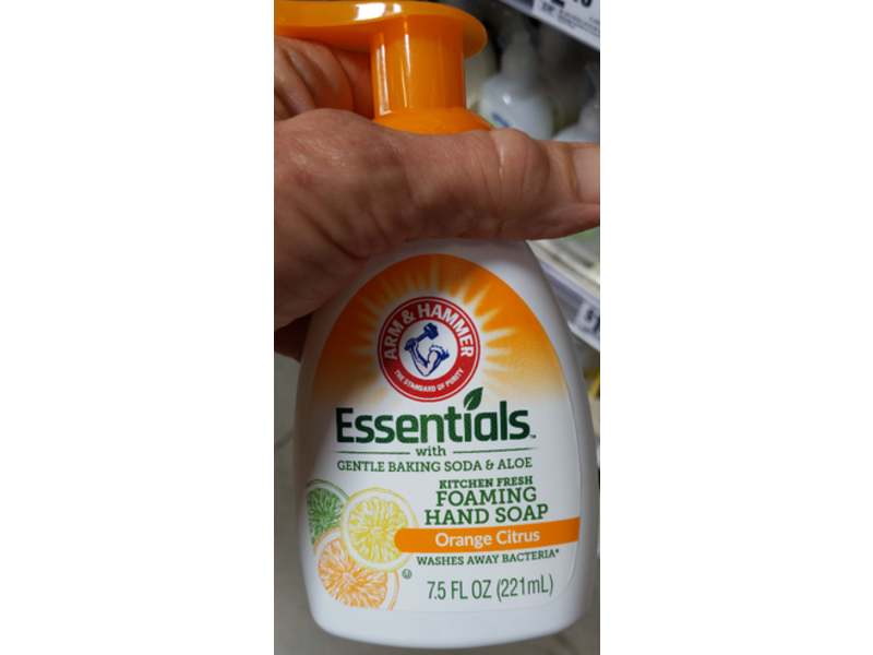 Arm & Hammer Essentials Kitchen Fresh Foaming Hand Soap, Orange Citrus, 7.5 fl oz/221 mL