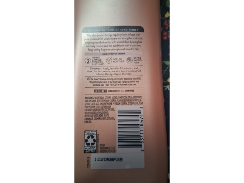 Suave Damage Repair Conditioner, Coconut Oil, 12.6 fl oz/373 mL