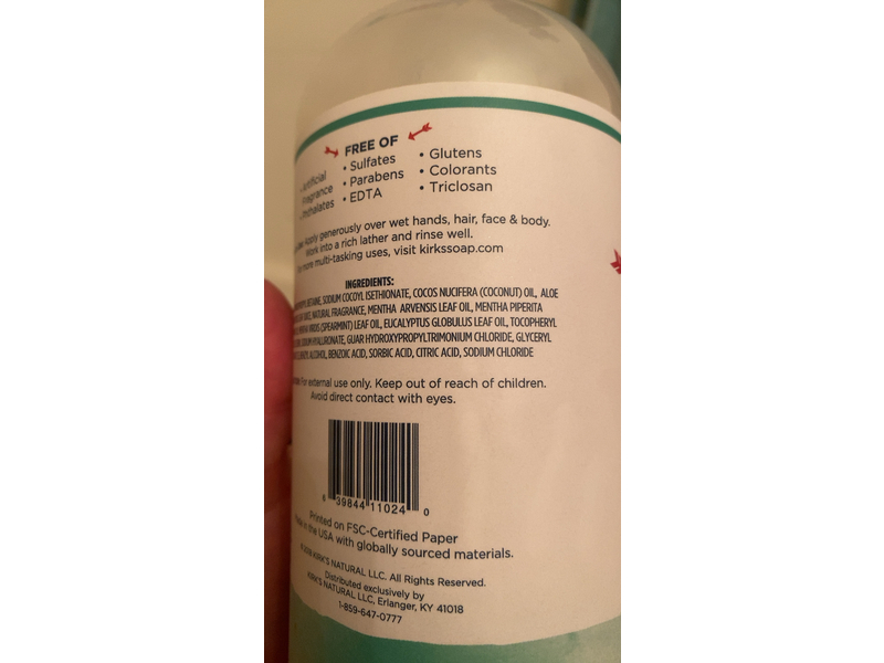 Kirk's 3-In-1 Head To Toe Nourishing Cleanser, Mint & Eucalyptus, 32 fl oz/946 mL