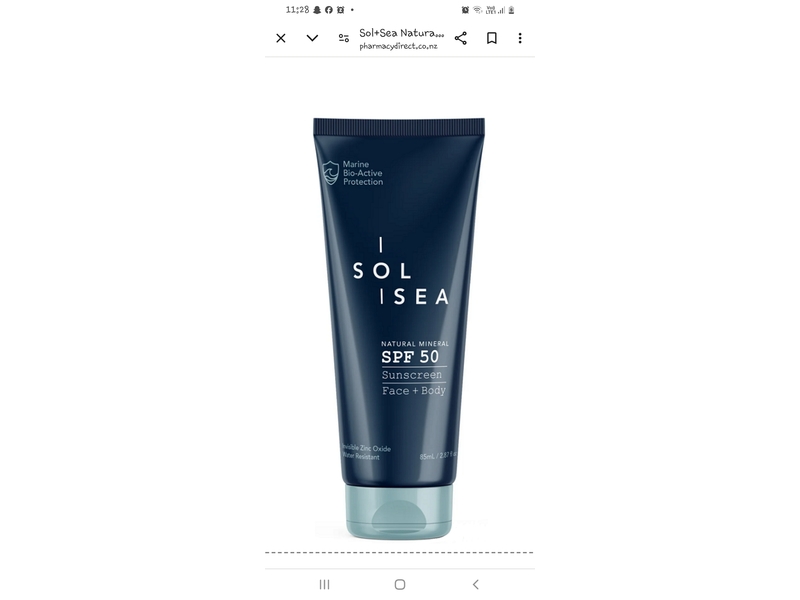 Sol & Sea Natural Mineral Face + Body Sunscreen, SPF 50, 2.87 fl oz/85 mL