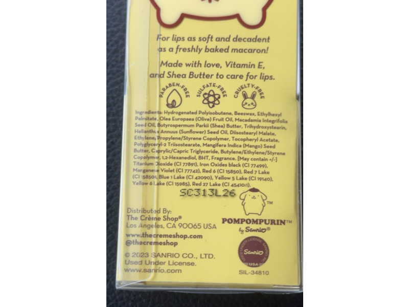 The Creme Shop x Pompompurin Macaron Lip Balm, Caramel Pudding, 0.26 oz/7.5 g