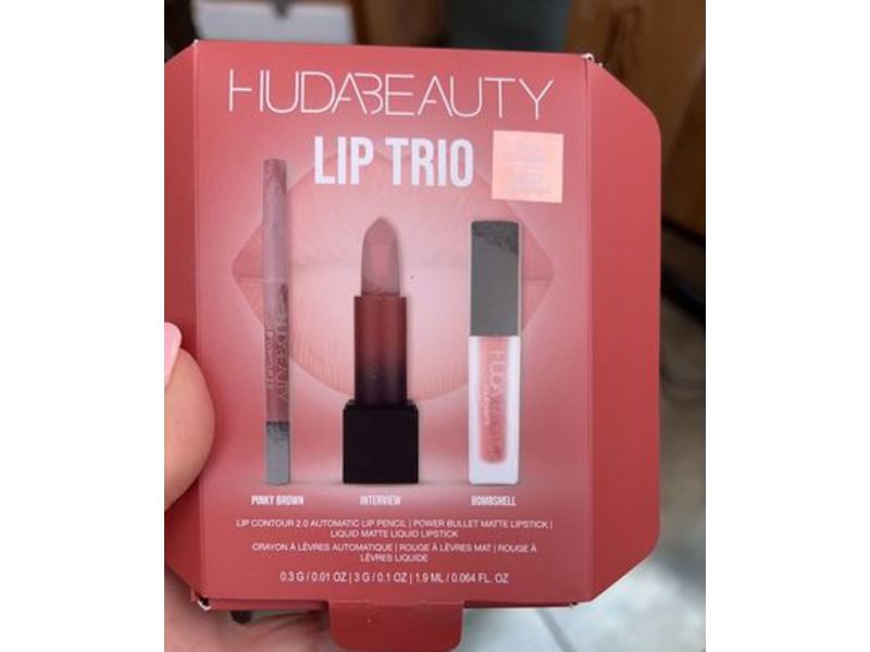 Huda Beauty The Ultimate Lip Trio Set, Bombshell, 0.01 oz/0.3 g