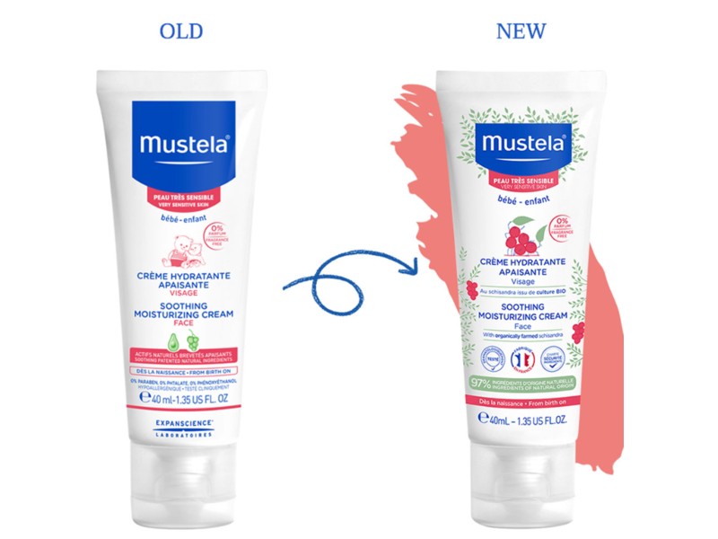 Mustela Baby Soothing Moisturizing Face Cream, Schizandra, 1.35 fl oz/40 mL