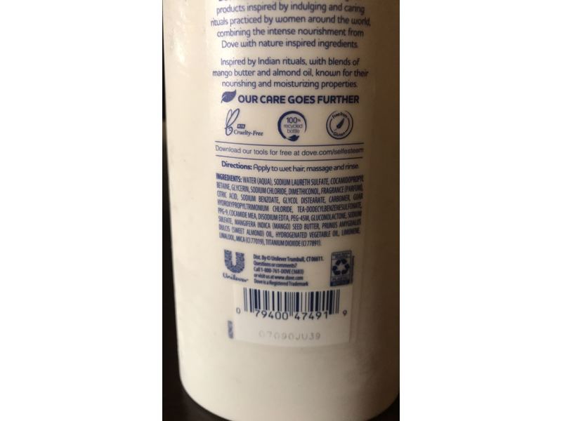 Dove Nourishing Secrets Shine & Smoothness Ritual Shampoo, Mango Butter & Almond Oil, 20.4 fl oz/603 ML