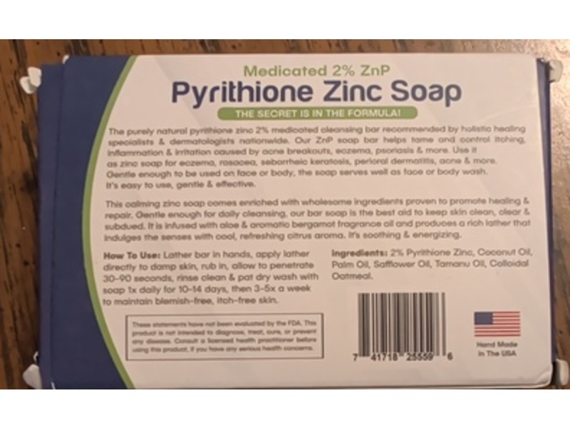 Erbaid Pyrithione Zinc Soap Bar, Medicated 2%, 4 oz