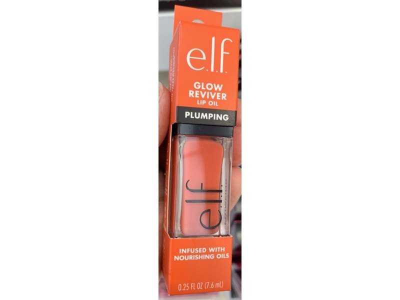 e.l.f. Cosmetics Glow Reviver Plumping Lip Oil, Dreamsicle Coral, 0.25 fl oz/7.6 mL