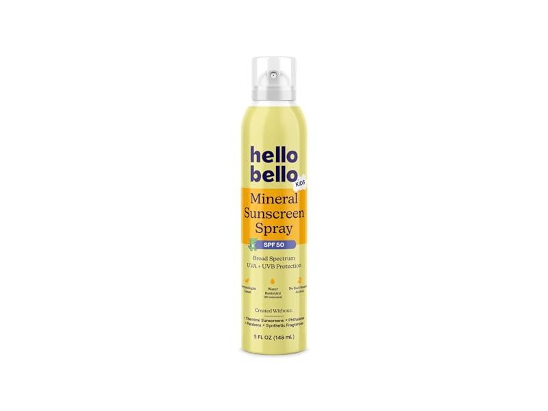 Hello Bello Kids Mineral Sunscreen Spray, SPF 50, 5 fl oz/148 mL.