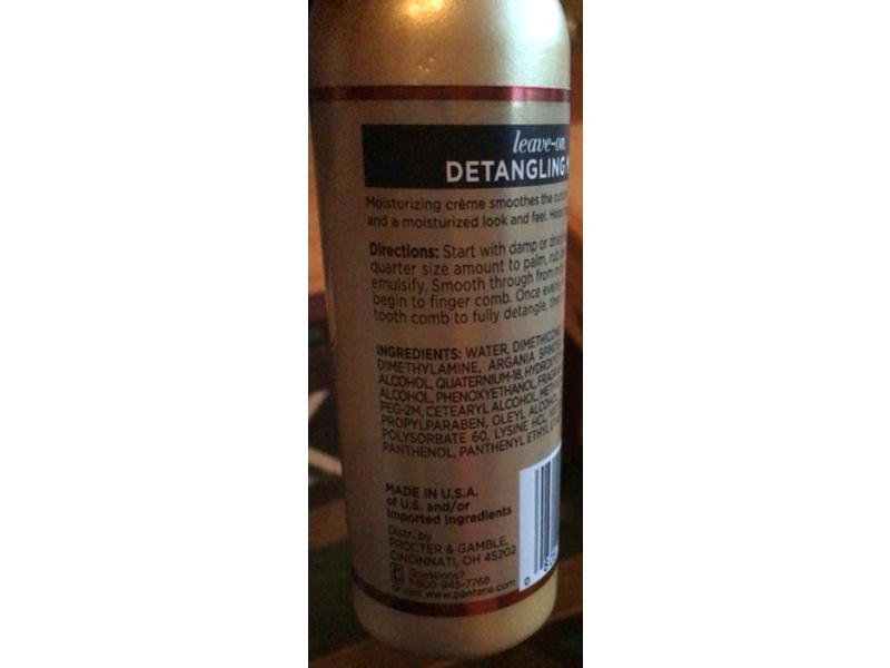 Pantene Pro-V Gold Series Leave-On Detangling Milk, Argan Oil, 3 fl oz/90 mL, Pack Of 4