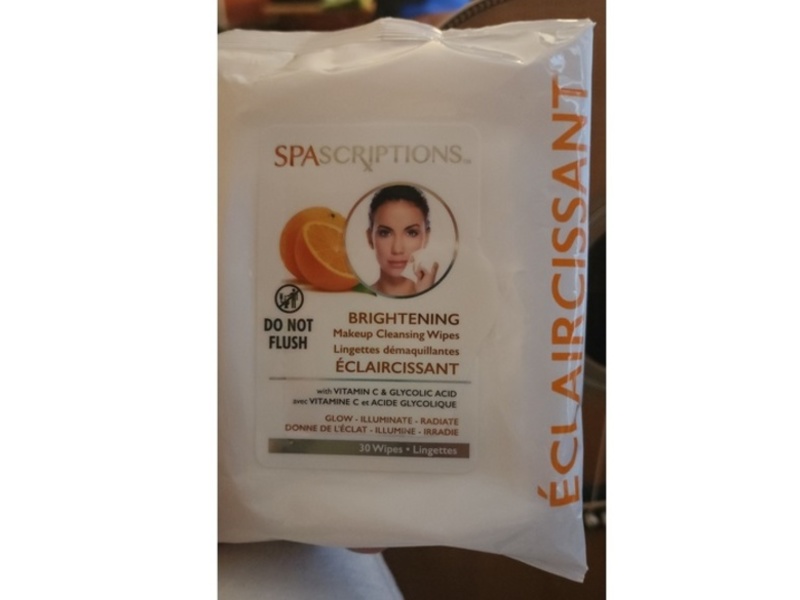 Spascriptions Brightening Makeup Cleansing Wipes, Vitamin C & Glycolic Acid, 30 Count