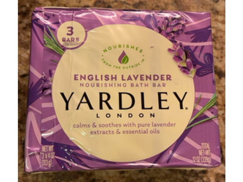 Yardley London Nourishing Bath Bars, English Lavender, 4 oz/113 g, 3 Count