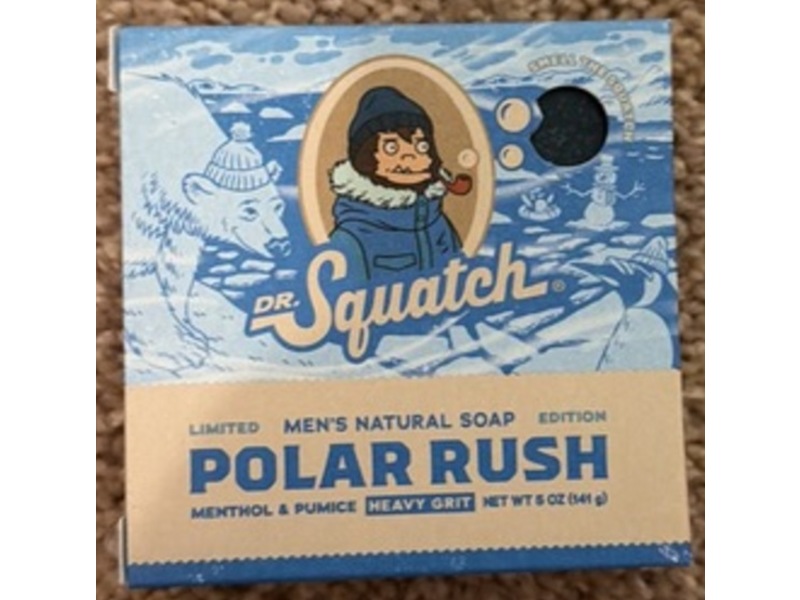 Dr. Squatch Polar Rush Men's Natural Bar Soap, Menthol & Pumice, 5 oz/141 g