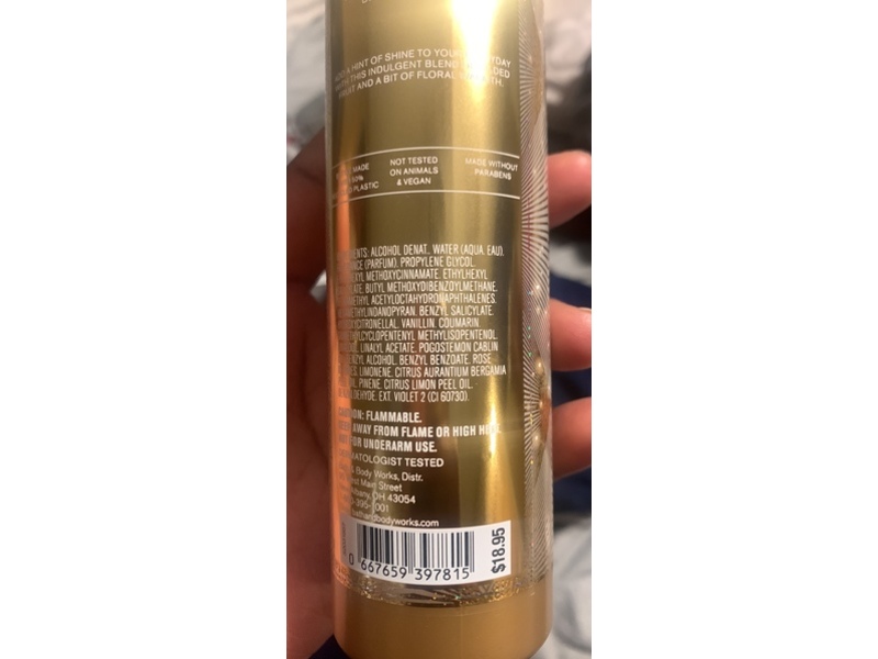 Bath & Body Works Fine Fragrance Mist, Touch Of Gold, 8 fl oz/236 mL