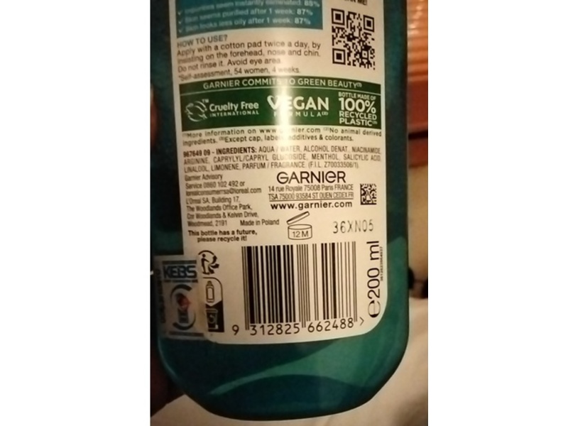 Garnier Pure Active Pore Minimizing Toner, 200 mL