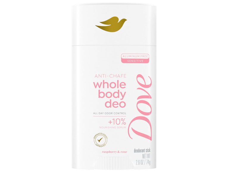 Dove Anti-Chafe Whole Body Deo, Raspberry & Rose, 2.6 oz/74 g