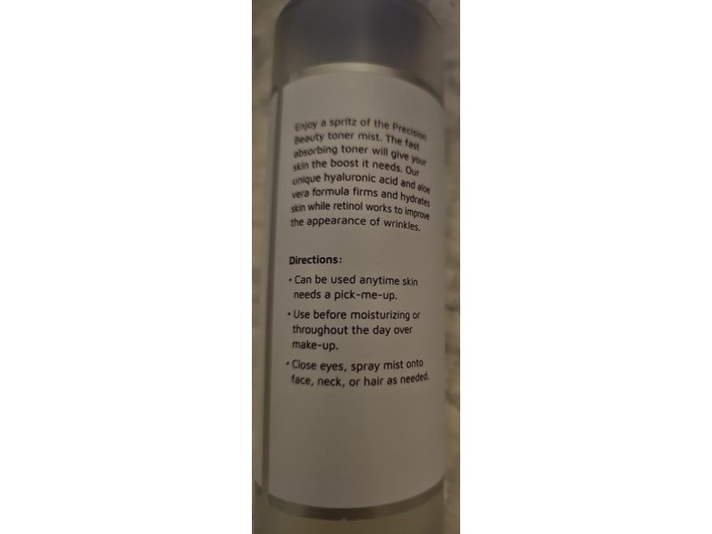Precision Beauty Skin Care Solutions Anti-Aging Toner Mist, Retinol + Hyaluronic Acid, Aloe Vera, 6 fl oz/177 mL