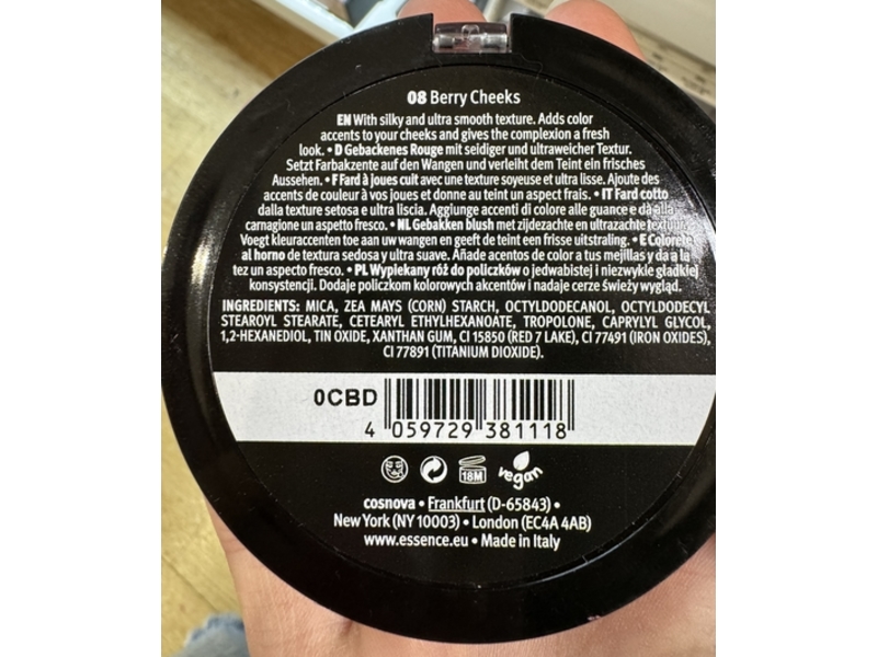 Essence Pure Nude Baked Blush, 08 Berry Cheeks, 0.24 oz/7 g