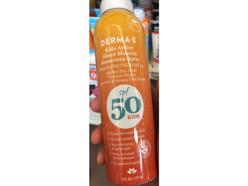 Derma E Kids Active Sheer Mineral Sunscreen Spray, SPF 50, 6 fl oz/177 mL