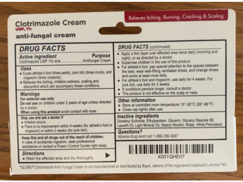 Globe Anti-Fungal Clotrimazole Cream, 1 oz/28 g, 5 Count