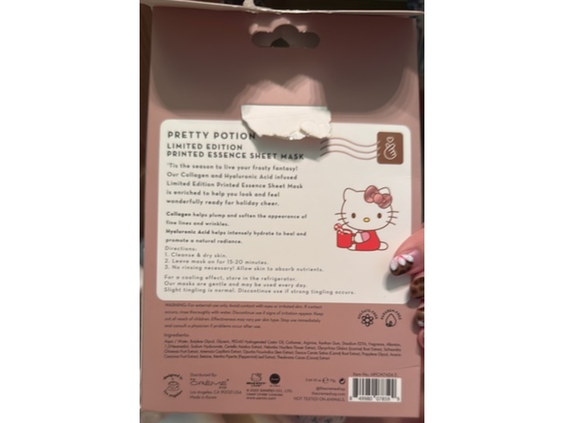 The Crème Shop x Hello Kitty Sheet Mask, Pretty Potion, 2.64 oz/75 g, Pack Of 3