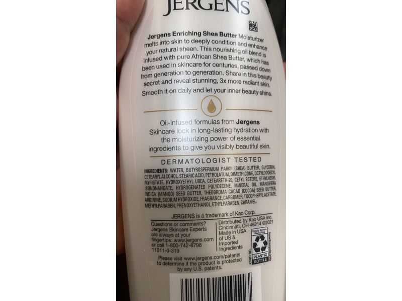 Jergens Enriching Moisturizer, Shea Butter, 8 fl oz/236 mL