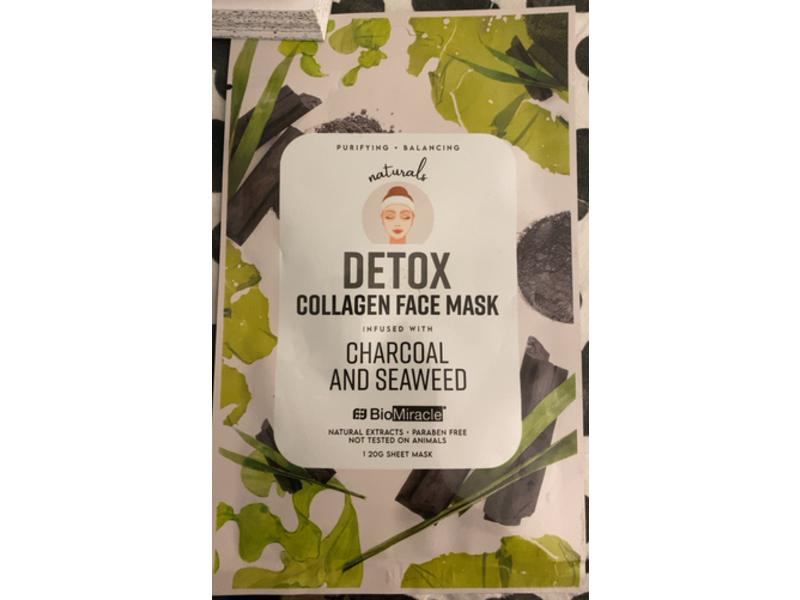 Bio Miracle Detox Collagen Face Mask, Charcoal & Seaweed, 20 g, Pack Of 10
