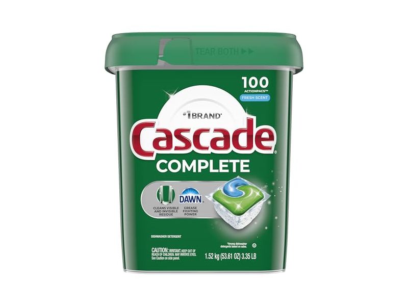 Cascade Complete Dishwasher Detergent, Fresh Scent, 100 Pac, 53.6 oz/1.52 kg