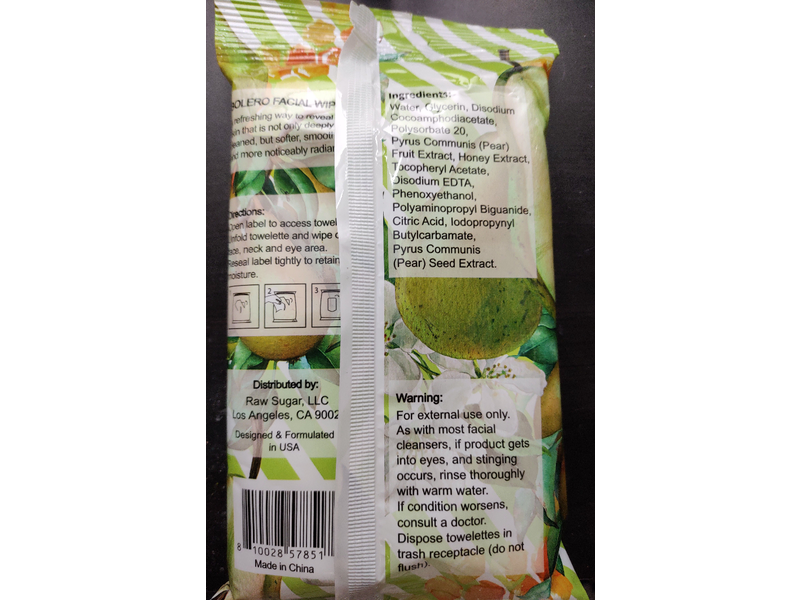 Bolero Cleanse + Hydrate Facial Wipes, Sparkling Pear + Honey, 32 Count