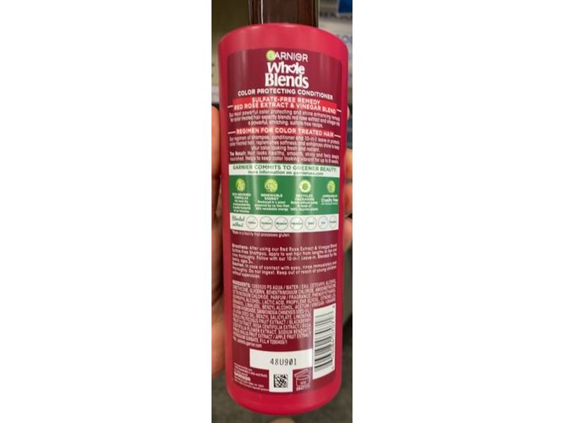 Garnier Whole Blends Sulfate Free Red Rose Extract & Vinegar Conditioner, 12 fl oz/355 mL