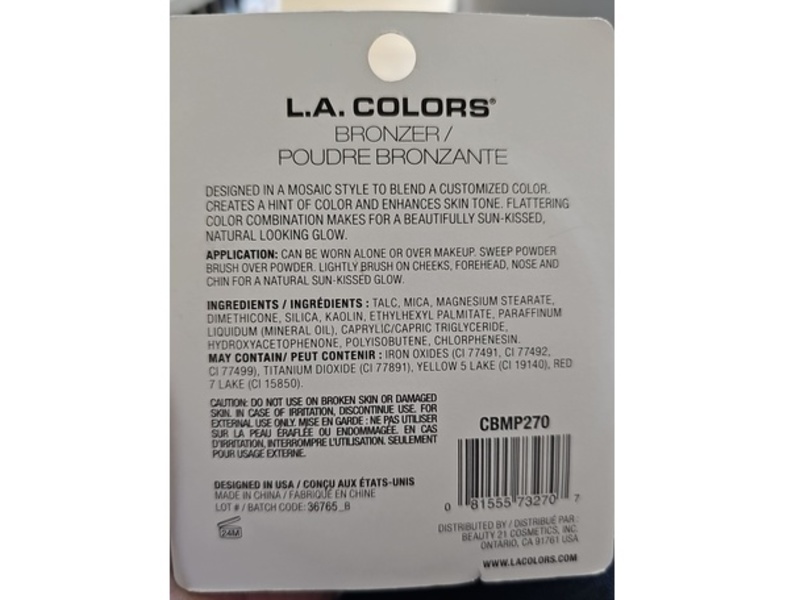 L.A. Colors Mosaic Bronzer Powder, CBMP270 Sun-Kissed Bronze, 0.35 oz/10 g