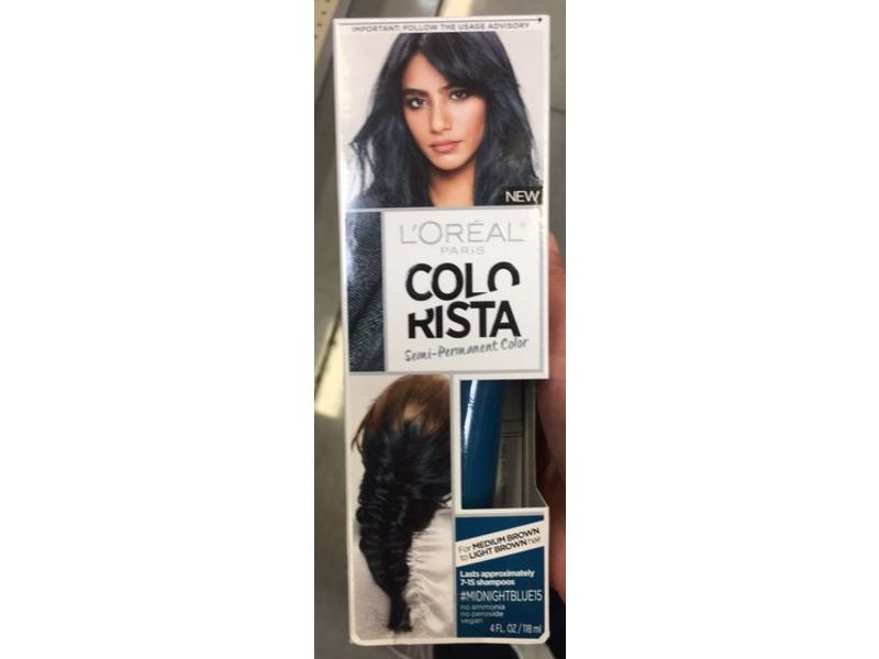 L'Oreal Paris Hair Color Colorista Semi-Permanent for Brunette Hair, Midnightblue, 4 fl oz/118 mL